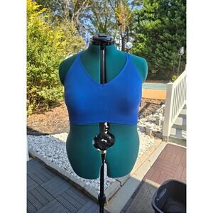 Aerie XL Ribbed Blue Sports Bra Racer Back